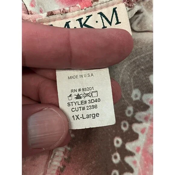 MKM Designs Dress Womens 1X Pink Brown Paisley Spaghetti Strap Bow Made USA - Picture 12 of 12